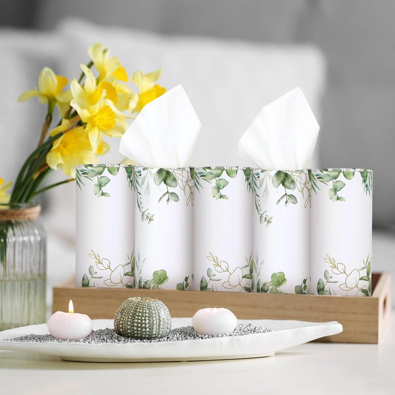 Fourluoo 12 Pack Car Tissue Cylinder Holder Bulk with 3 Ply Facial Tissues, Round Napkin Holders for Car Cup Holder Cylinder Travel Paper Tubes Bulk Round Napkin Boxes Packs(Eucalyptus) - Image 4